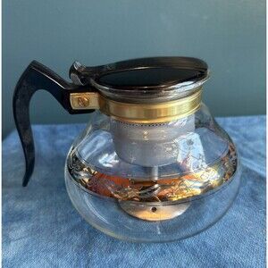 Vintage Retro Cory Glass Coffee Percolator 50s-60s Bakelite Gold Accents MCM